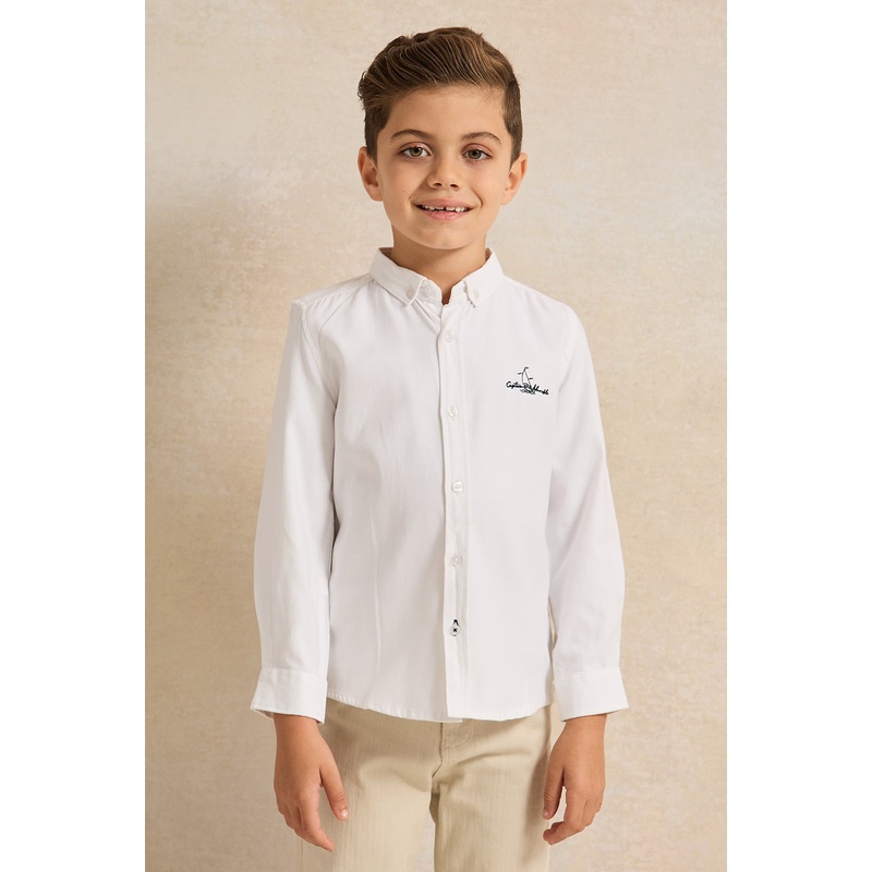 Boys White Long Sleeve Oxford Shirt