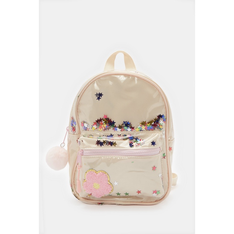 Girls Pink Embellished Backpack
