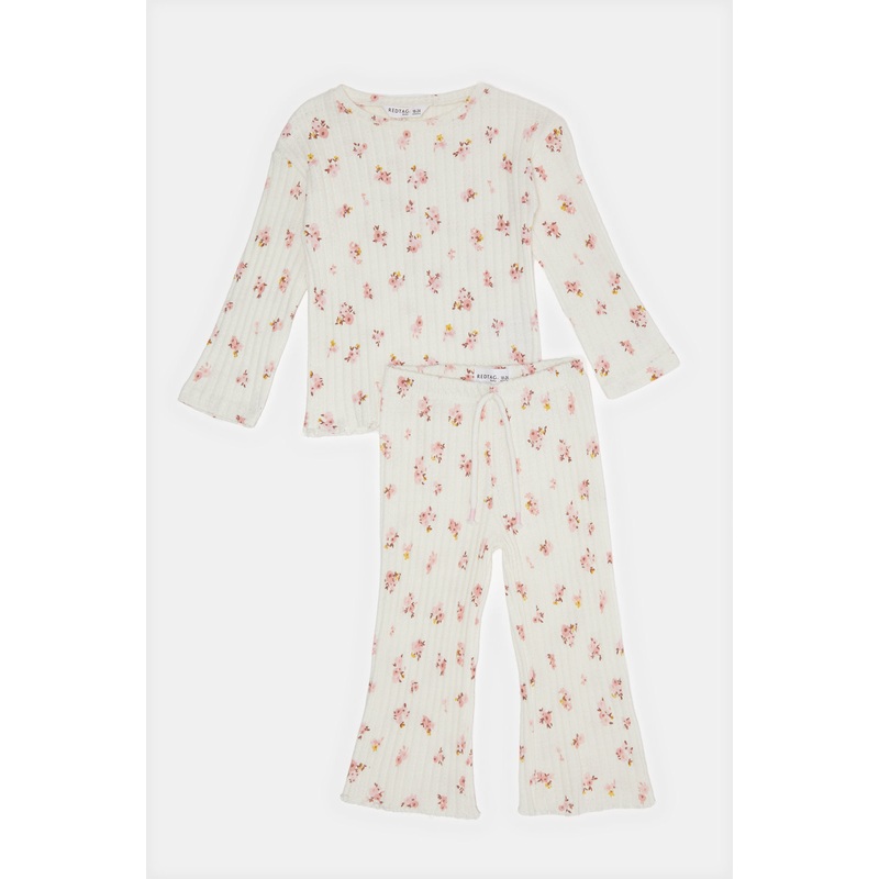 Infant Girls Ivory All Over Print Casual Set (2 Piece)