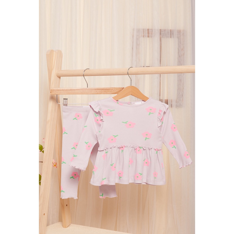 Infant Girls Lilac Floral Print Set (2 Piece)