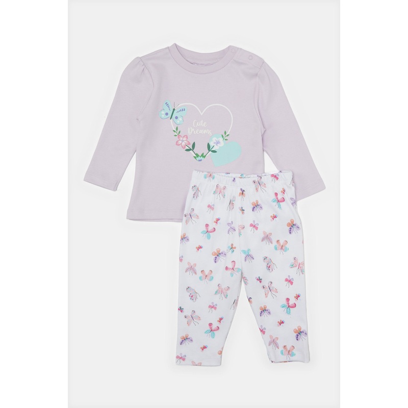 Infant Girls Lilac Printed Pyjama Set (2 Piece)