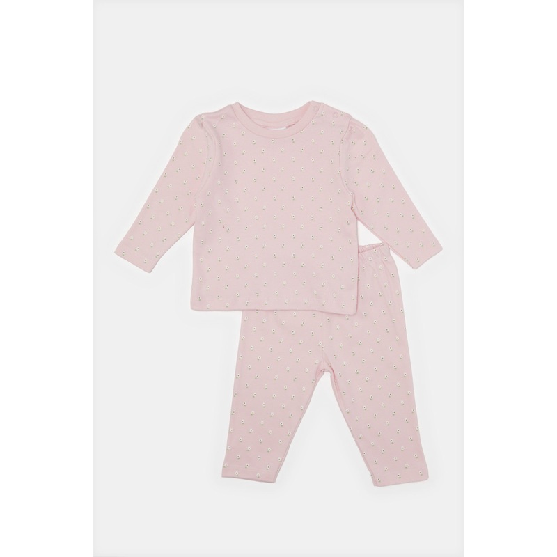Infant Girls Pink Printed Pyjama Set (2 Piece)