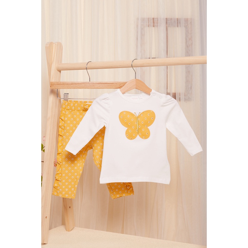 Infant Girls White And Yellow Butterfly Set (2 Piece)