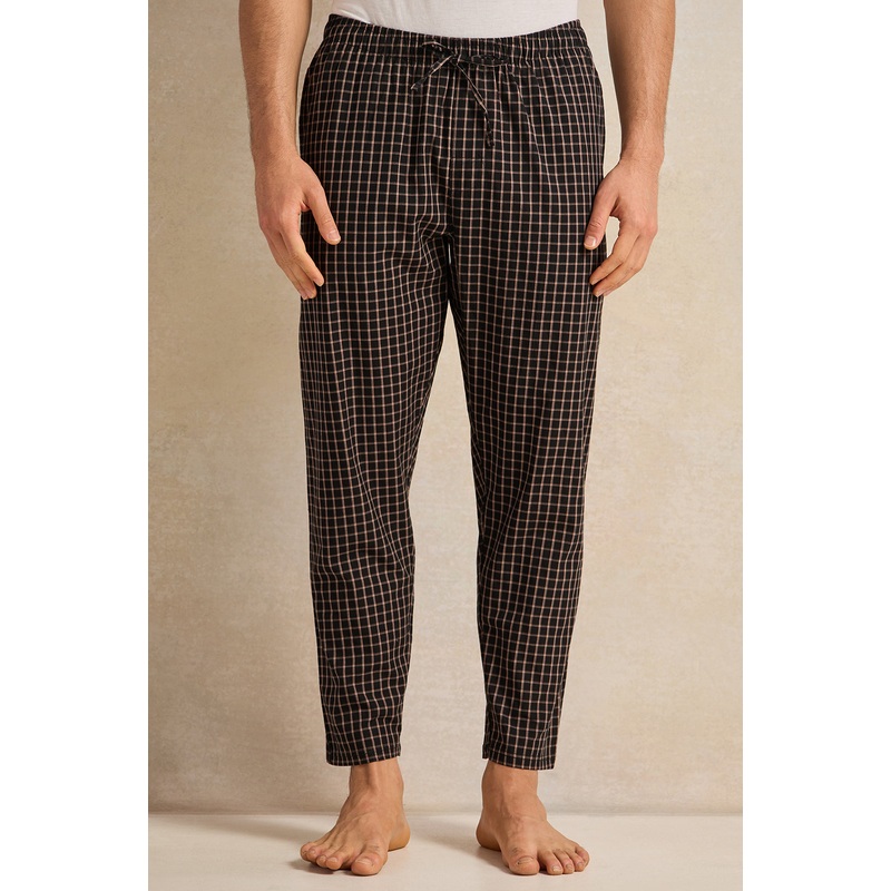 Men Black Checkered Pyjama Bottom