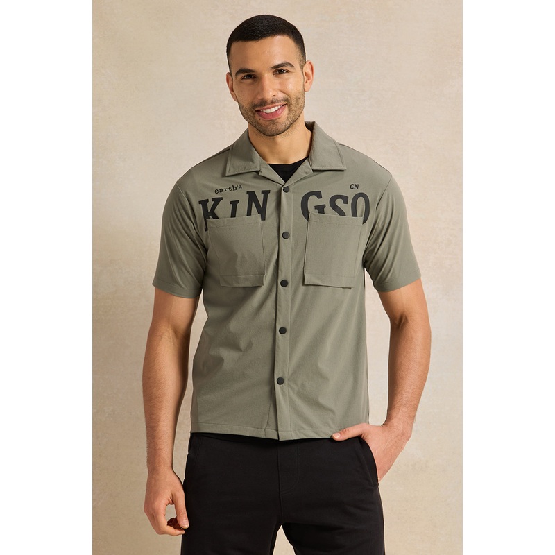 Men Green Printed Casual Shirt