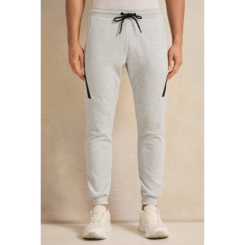 Men Grey Cut And Sew Track Pants
