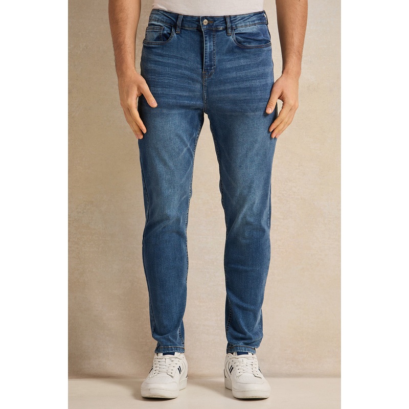 Men Navy Straight Fit Denim Jeans