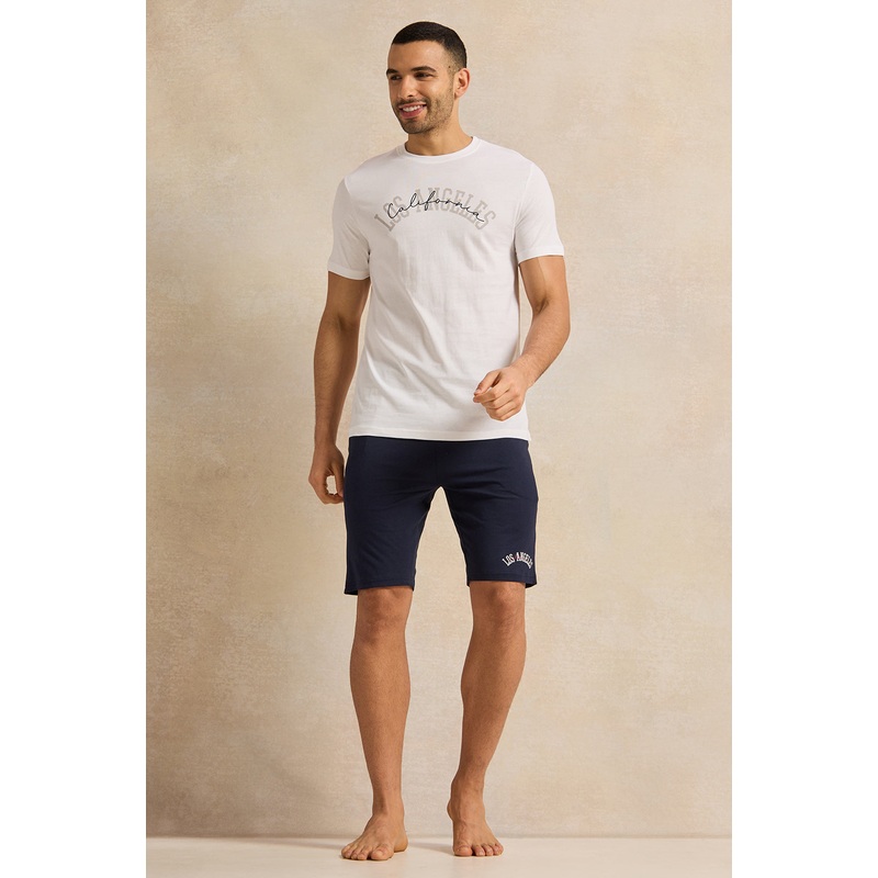 Men White And Black  Solid Pyjama Set (2 Piece)