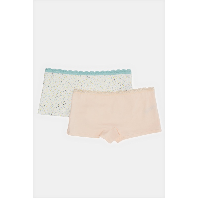 Senior Girls Pink And White Boxer Brief Set (Pack Of 2)