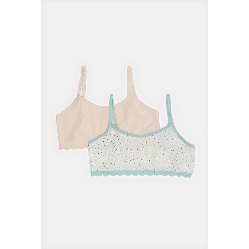 Senior Girls Pink And White Bra Set (Pack Of 2)