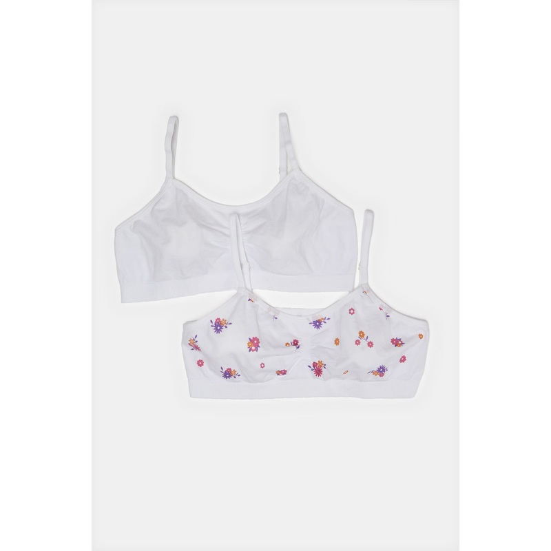 Senior Girls White Seamless Bra Set (Pack Of 2)
