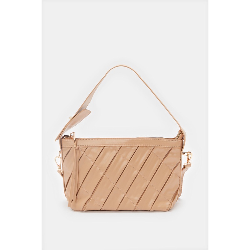 Women Beige Cross Body Bucket Bag
