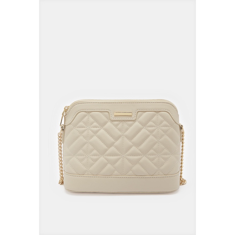 Women Beige Embellished Cross Body Bag