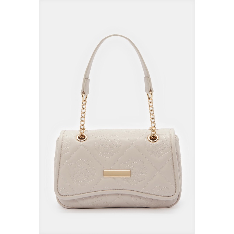 Women Beige Flap Messenger Bag