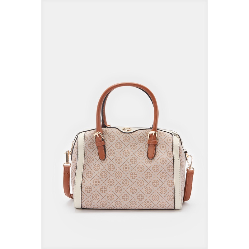 Women Beige Printed Bollin Bag