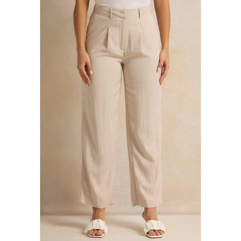 Women Beige Solid Trousers|UK8|UK10|UK12|UK14|UK16|UK18