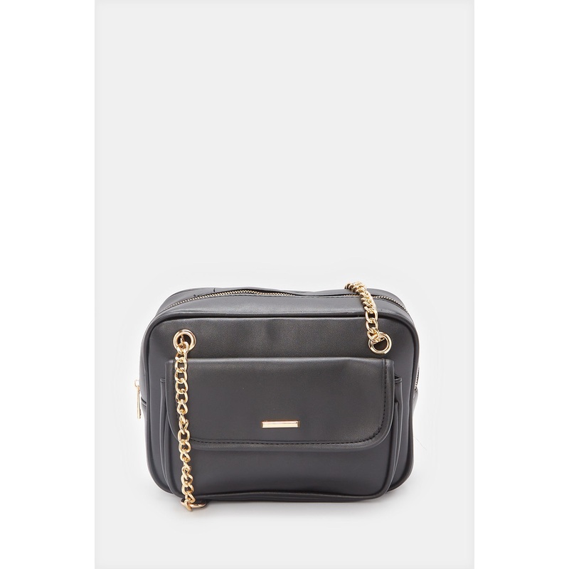 Women Black Embellished Messenger Bag