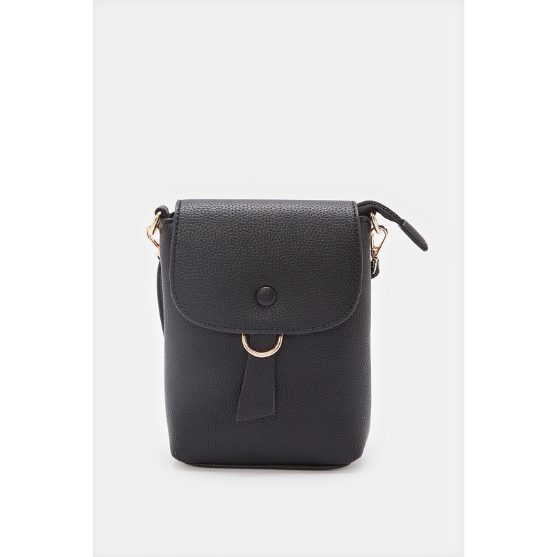 Women Black Plain Mobile Pouch