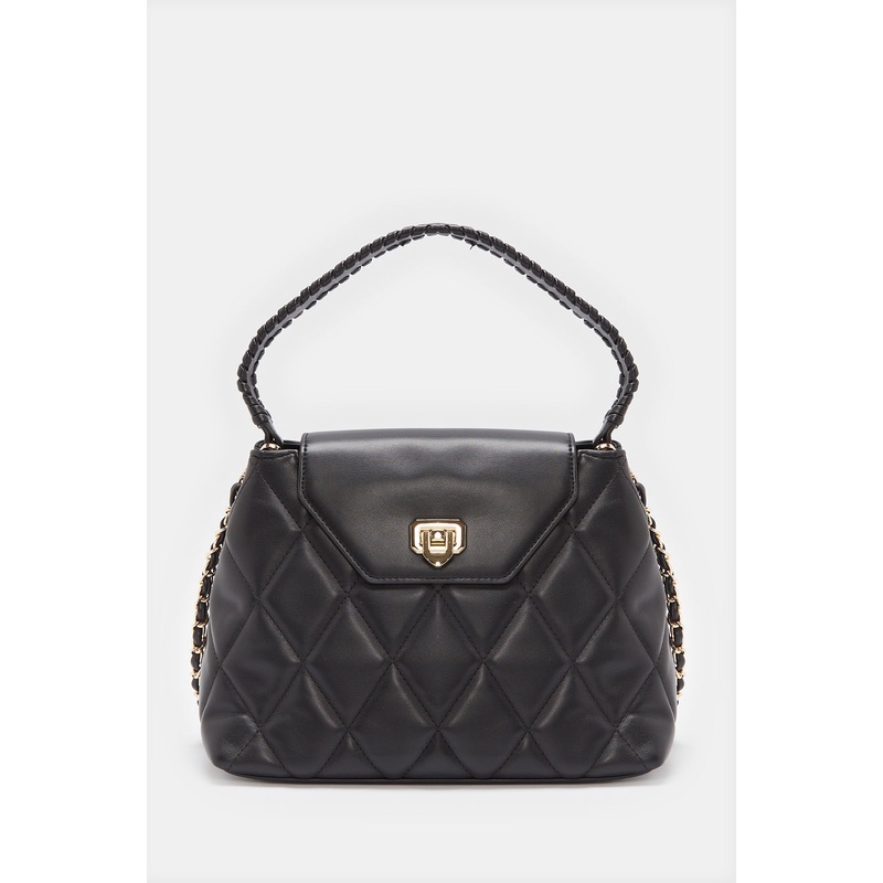 Women Black Quilted Day Bag