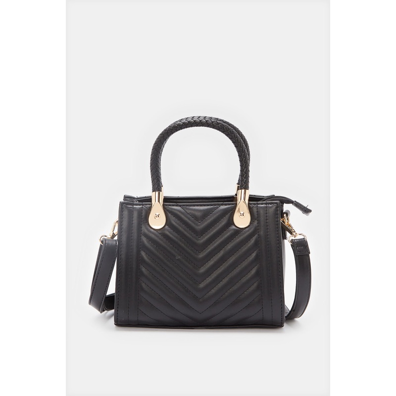 Women Black Quilted Messenger Bag