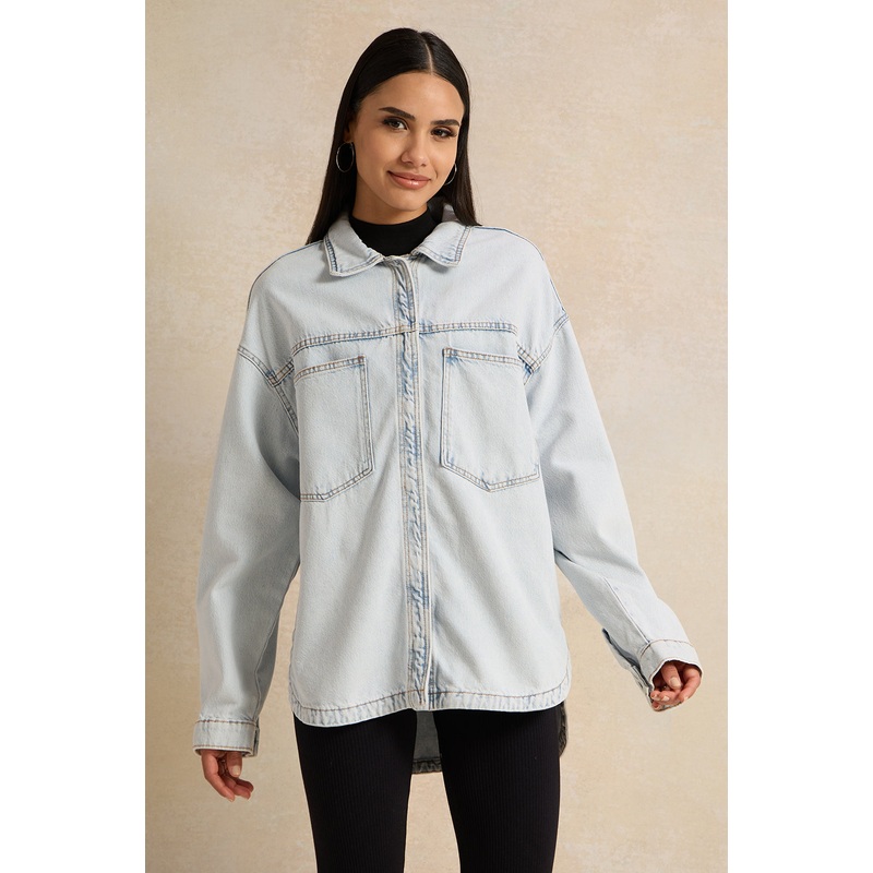 Women Blue Oversize Denim Jacket