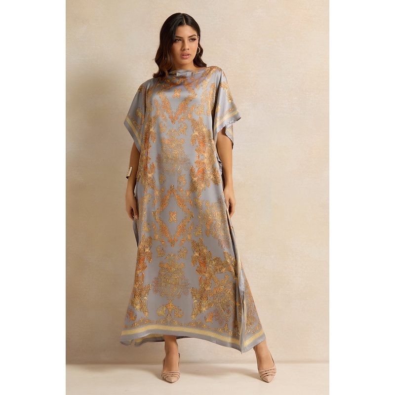 Women Blue Printed Shift Kimono Dress