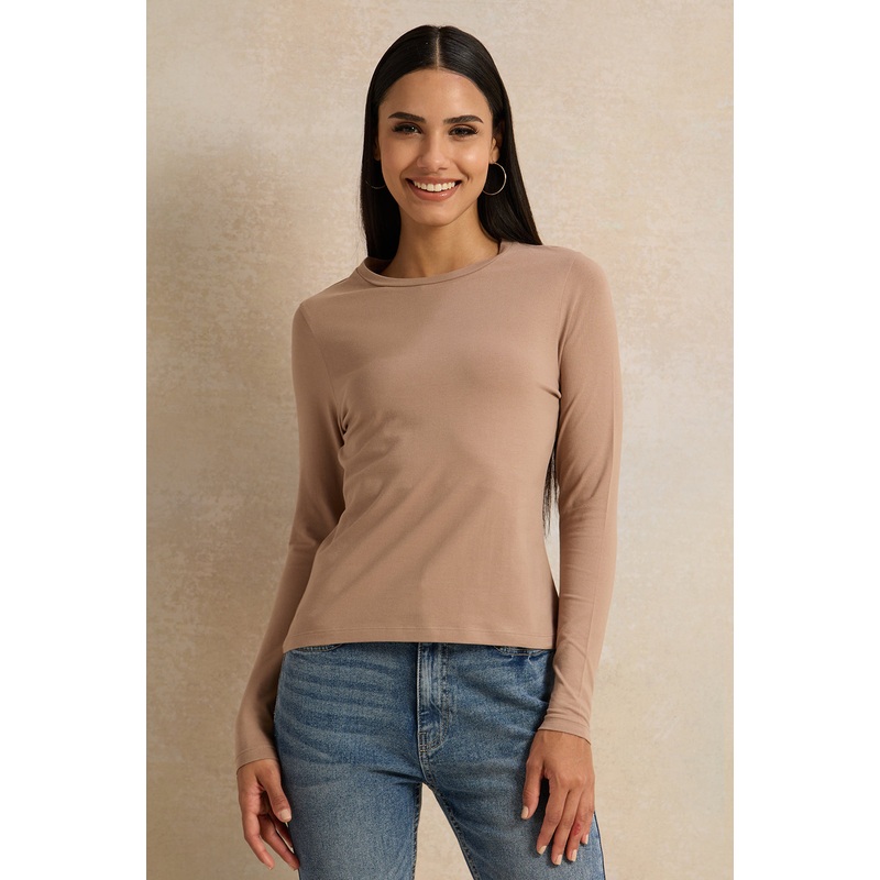 Women Brown Crew Neck T-Shirt|UK8|UK10|UK12|UK14|UK16|UK18