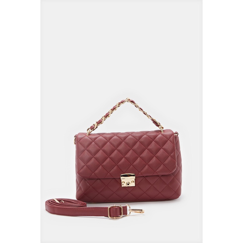 Women Burgundy Flap Messenger Bag