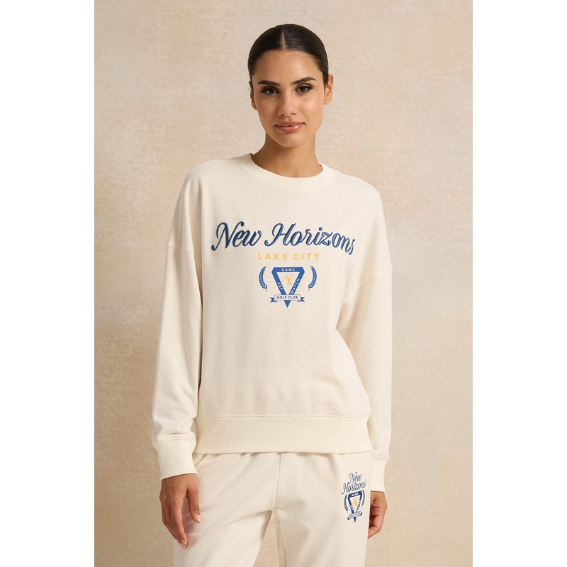 Women Ivory Printed Sweatshirt