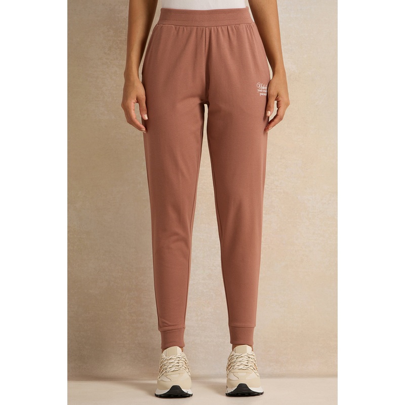 Women Orange Placement Print Active Pants