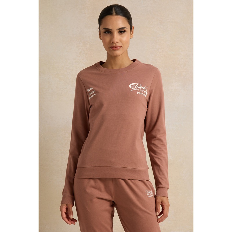 Women Orange Printed Sweatshirt