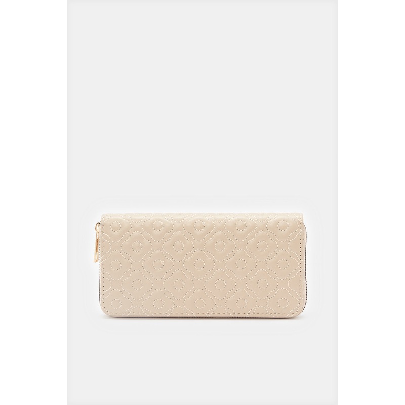 Women Quilted Beige Purse