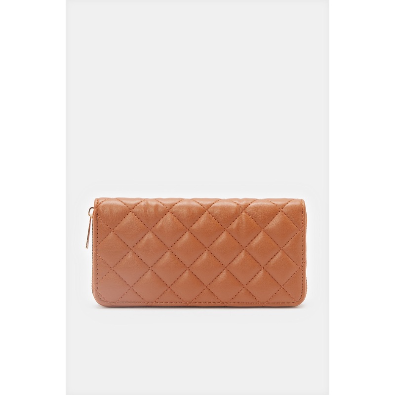 Women Quilted Tan Purse