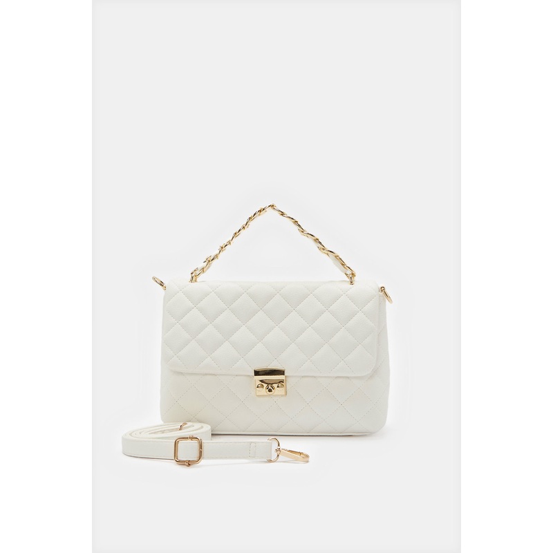 Women White Flap Messenger Bag