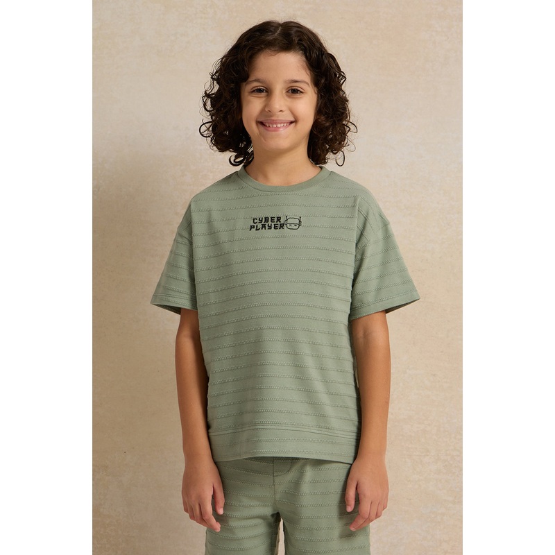 Boys Mint Jacquard T-Shirt|2-3 Years|3-4 Years|4-5 Years|5-6 Years|6-7 Years|7-8 Years