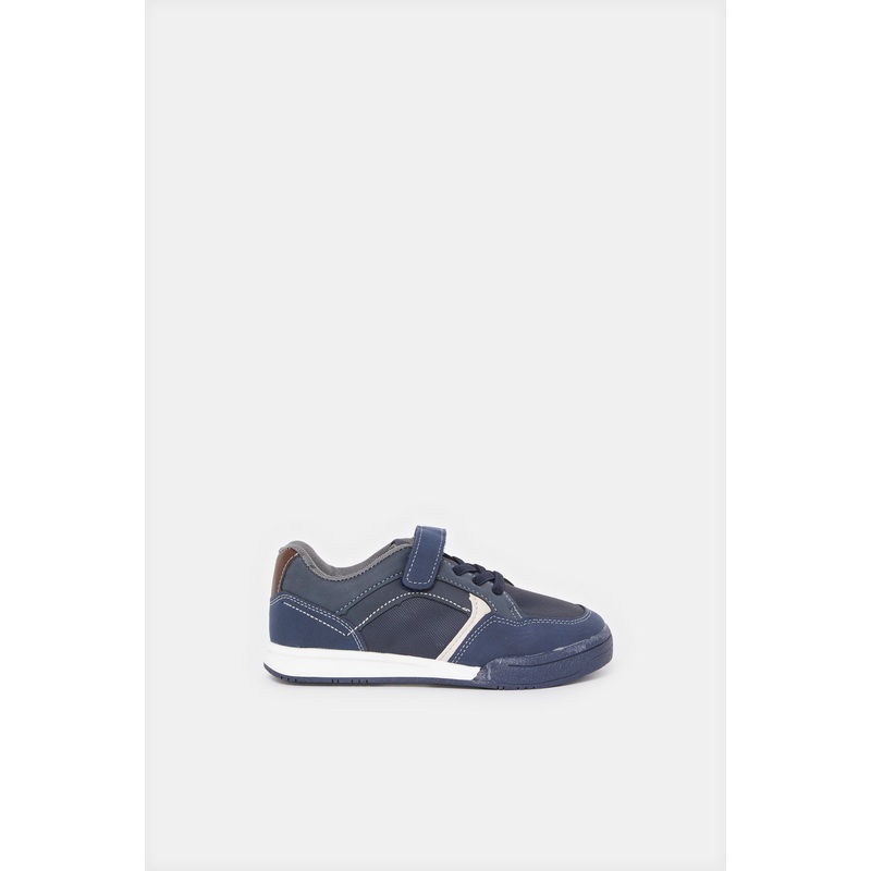 Boys Navy Material Block Sneakers