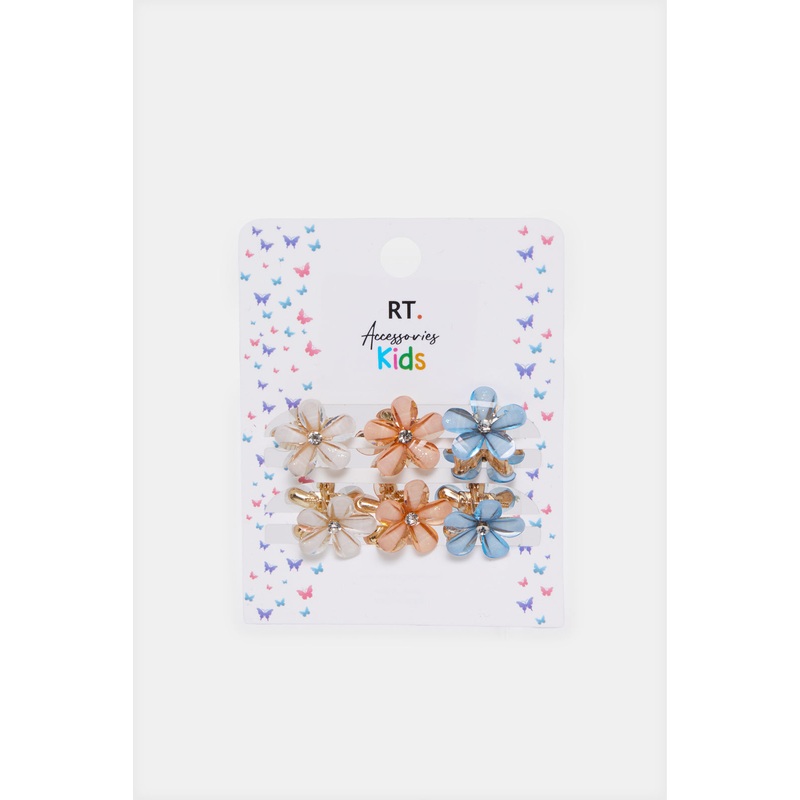 Girls Assorted Printed Hair Claw Set (6 Piece)