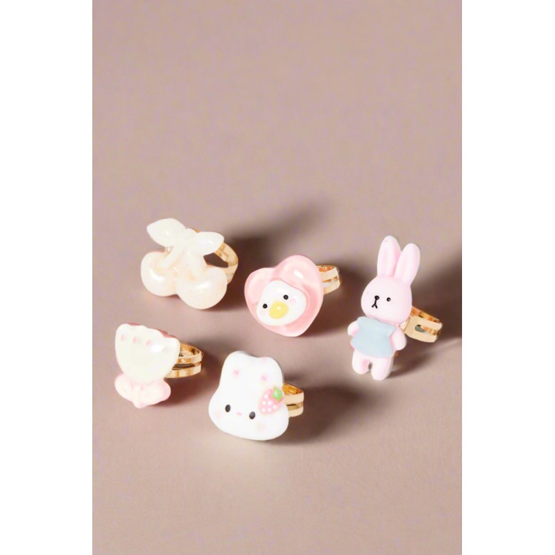 Girls Gold Embellished Ring Set (Pack of 5)