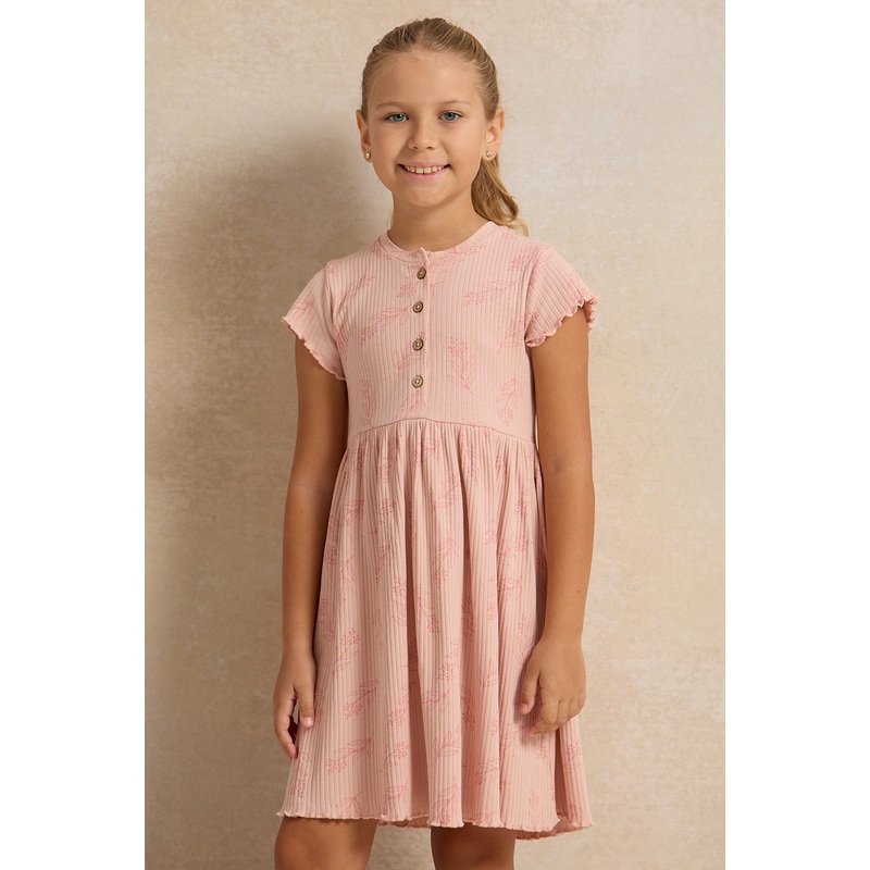Girls Pink Printed Dress|2-3 Years|3-4 Years|4-5 Years|5-6 Years|6-7 Years|7-8 Years