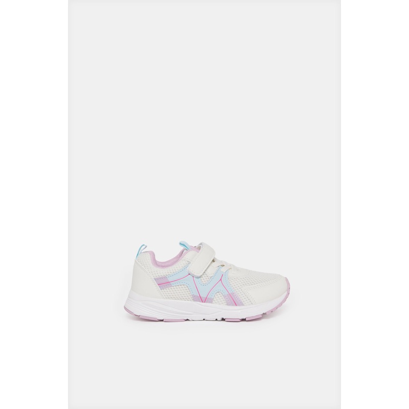 Girls White Velcro Strap Trainer