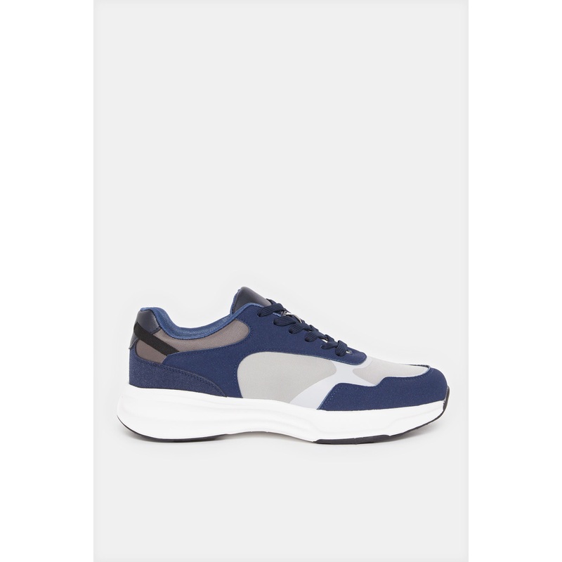 Men Navy Material Block Sneakers