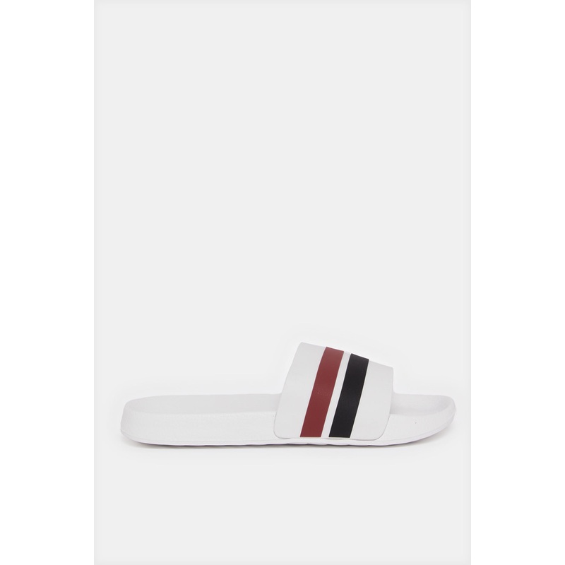 Men White Striped Slide|EU40|EU41|EU42|EU43|EU44|EU45