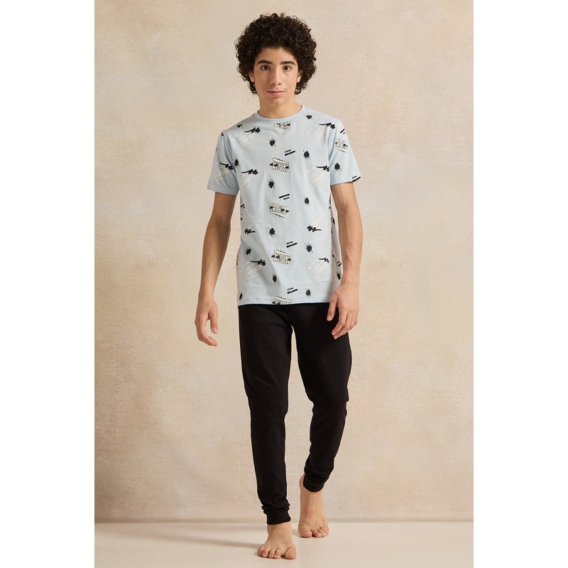 Senior Boys Blue Printed Pyjama Set (2 Piece)