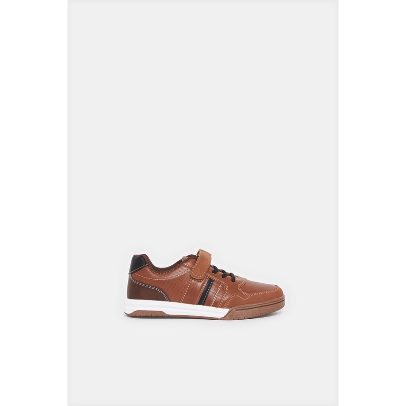 Senior Boys Brown Material Block Sneaker