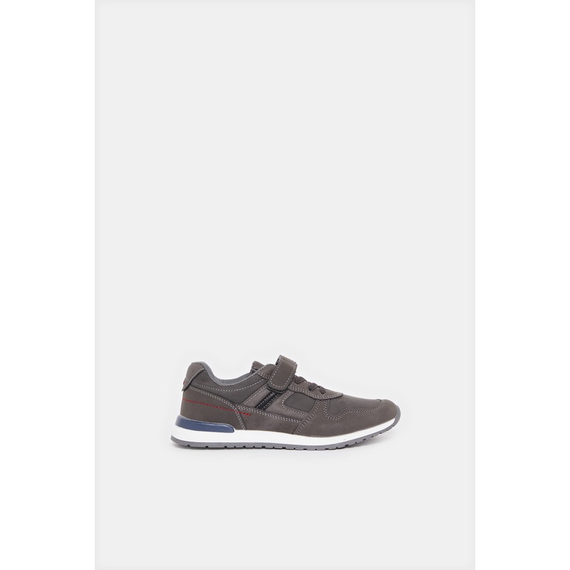 Senior Boys Grey Material Block Sneakers