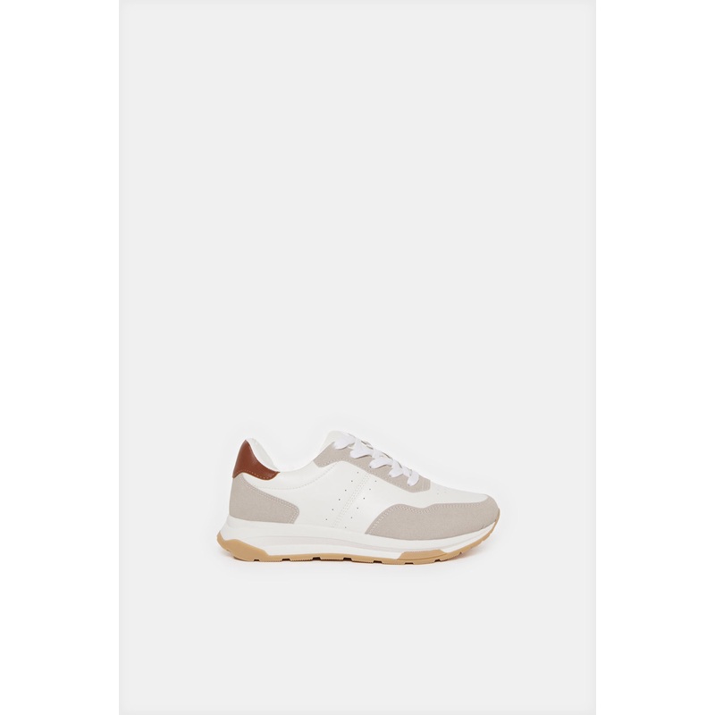 Senior Boys White Colour Block Sneakers