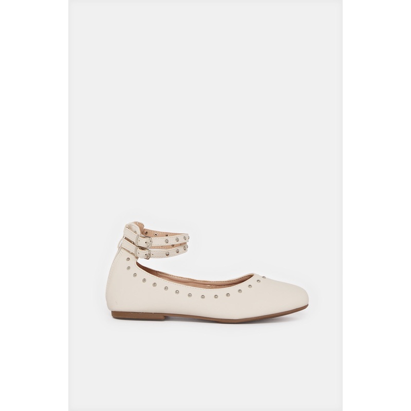 Senior Girls Cream Stud Ballerina
