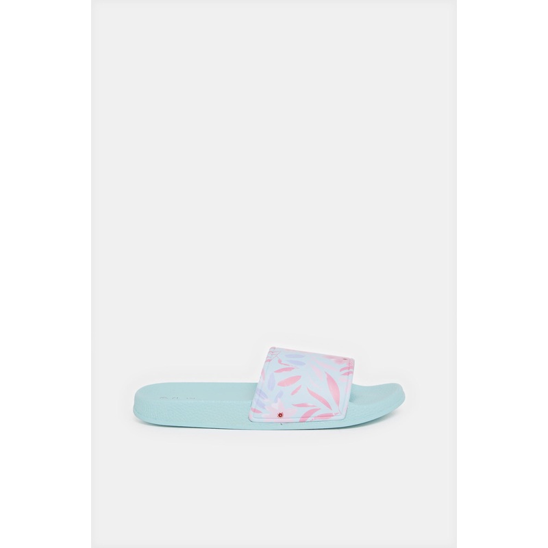 Women Blue Floral Print Slppers