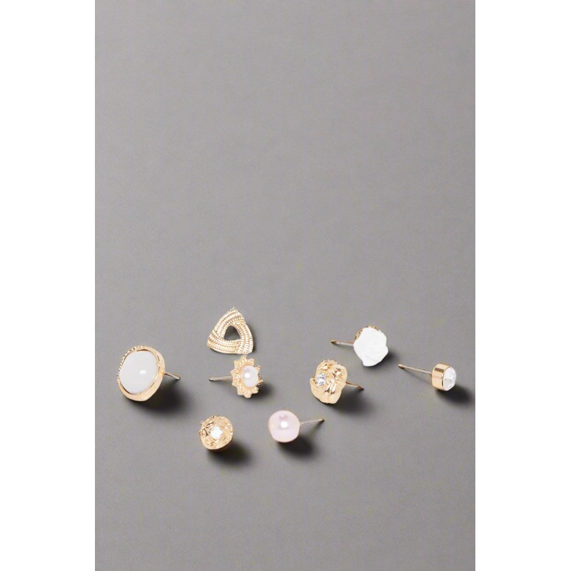 Women Gold Embellished Earring Pack (8 Pairs)