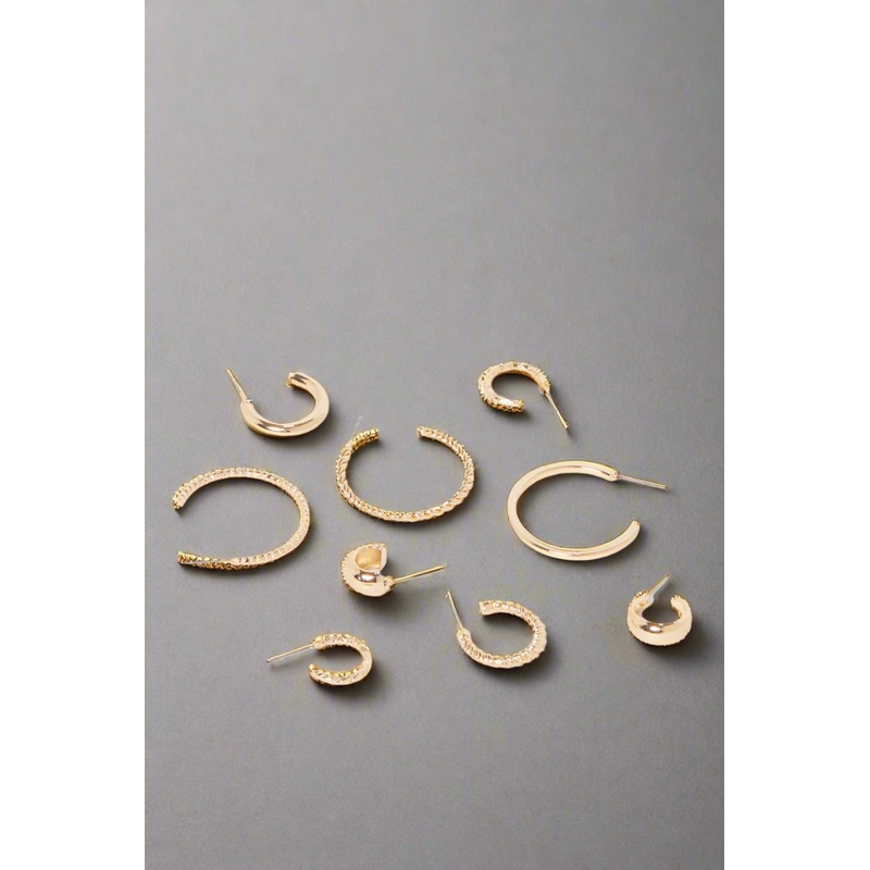 Women Gold Embellished Earring Pack (9Pairs)